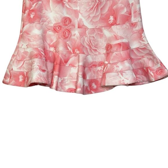 Karl Lagerfeld Pink Rose Print Scuba Mini Skirt | Size 10 - Picture 3 of 6